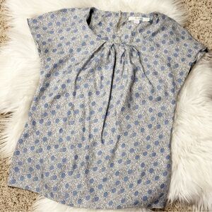 Boden Blue White and Black Silk blend floral dotted top. UK6/USA2